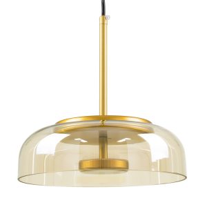 CHARLOTTE 00744 Μοντέρνο Κρεμαστό Φωτιστικό Καμπάνα CREE LED 5W 500lm 180° AC 85-265V IP20 Θερμό Λευκό 2700K Μελί Γυαλί με Χρυσό Μέταλλο – Μ23 x Π23 x Υ23cm – 2 Xρόνια Εγγύηση