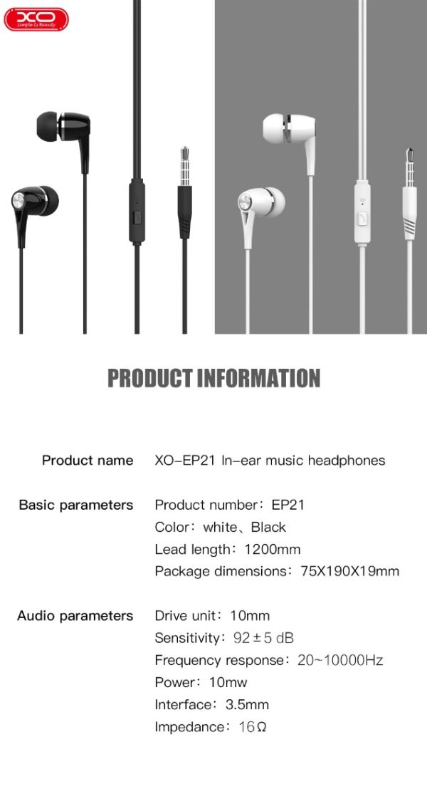 XO EP21 Handsfree Άσπρο - Image 4