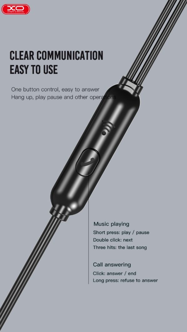 XO EP37 In-ear Handsfree  1.15μ Μαύρο - Image 2