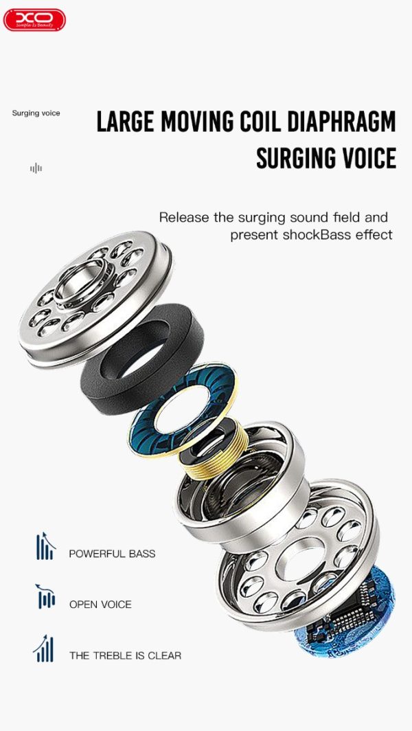 XO EP37 In-ear Handsfree  1.15μ Μαύρο - Image 3