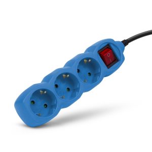 Entac Πολύπριζο 3 Θέσεων Με Διακόπτη 3×1.0mm 1.5m Μπλέ