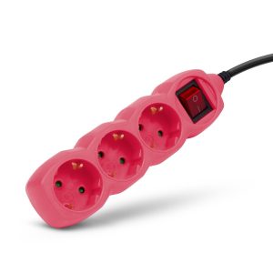 Entac Πολύπριζο 3 Θέσεων Με Διακόπτη 3×1.0mm 1.5m Ρόζ
