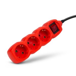 Entac Πολύπριζο 3 Θέσεων Με Διακόπτη 3×1.0mm 1.5m Κόκκινο
