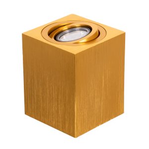 AKIRA 60624 Επιφανειακό Κινούμενο Τετράγωνο Φωτιστικό Σποτ Αλουμινίου με Ντουί GU10 AC 220-240V IP44 Μ8 x Π8 x Υ10cm – Χρυσό Βούρτσας