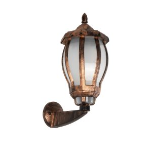 VERDI 203-0233 Vintage Επιτοίχιο Φωτιστικό Φαναράκι Μονόφωτο 1 x E27 IP44 Χάλκινο Πλαστικό – Μ23 x Π17 x Υ40cm