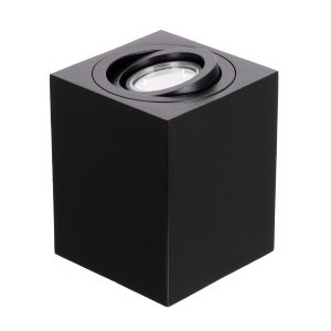 AKIRA 60621 Επιφανειακό Κινούμενο Τετράγωνο Φωτιστικό Σποτ Αλουμινίου με Ντουί GU10 AC 220-240V IP44 Μ8 x Π8 x Υ10cm – Μαύρο
