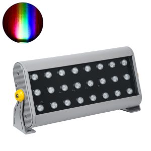 FLOOD-HENA 90643 Προβολέας Σποτ Wall Washer LED 48W 4800lm 30° DC 24V Αδιάβροχο IP65 RGB DMX512 Dimmable – Ασημί – Μ39 x Π6 x Υ17cm – 3 Χρόνια Εγγύηση
