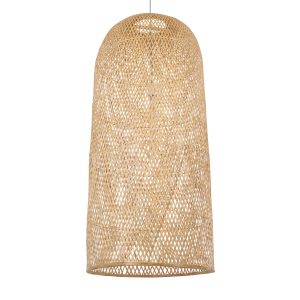 CALERO 00671 Boho Κρεμαστό Φωτιστικό Καμπάνα Μονόφωτο 1 x E27 IP20 Μπεζ Ξύλο – Μ50 x Π50 x Y110cm
