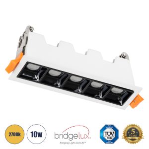 LUMINAR SUPERIOR 60319 Χωνευτό LED Spot Downlight TrimLess 10W 1350lm 36° AC 220-240V IP20 Μ14.8 x Π4.3 x Υ4.5cm – Λευκό με Μαύρο Κάτοπτρο – Θερμό Λευκό 2700K – Bridgelux High Lumen Chip Gen2 – TÜV Certified Driver – 5 Years Warranty