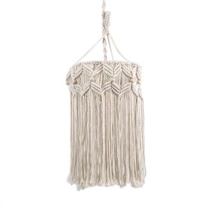 CONGO 36206 Boho Κρεμαστό Φωτιστικό Μακραμέ Μονόφωτο 1 x E27 IP20 Μπεζ Ύφασμα – Μ30 x Π30 x Υ50cm