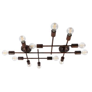 PIPING 00668-1 Vintage Φωτιστικό Οροφής Πλέγμα Πολύφωτο 12 x E27 IP20 Χάλκινο Μέταλλο – Μ78.5 x Π9.5 x Υ64cm