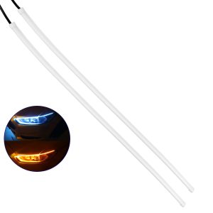 81725 Σετ 2 ΕΛΑΣΤΙΚΑ – FLEXIBLE DRL + FLASH TURN LIGHT LED CREE COB 60cm 12W 1800lm 360° DC 12V Αδιάβροχα IP65 Πορτοκαλί – Ψυχρό Λευκό 6000K