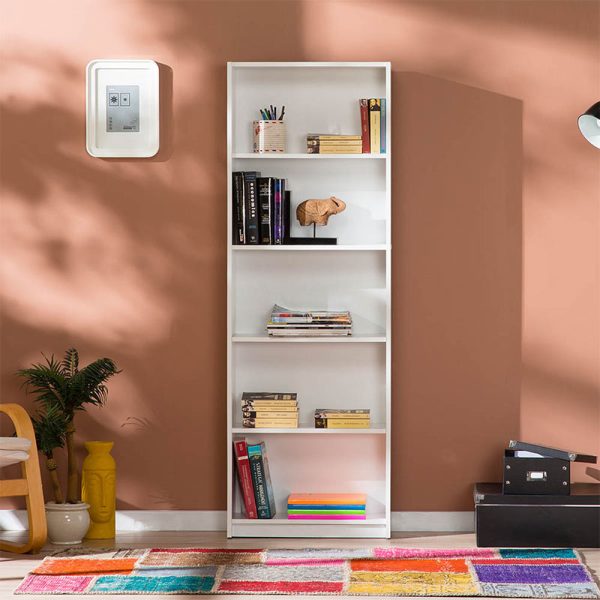 Βιβλιοθήκη μελαμίνης Max  σε χρώμα λευκό 58x23x170εκ. - Image 3