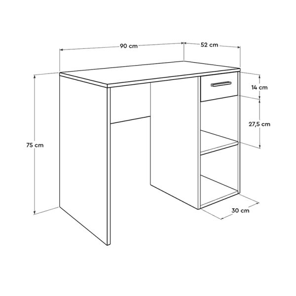 Γραφείο εργασίας Concept Pc  από μελαμίνη σε χρώμα λευκό 90x52x75εκ. - Image 3