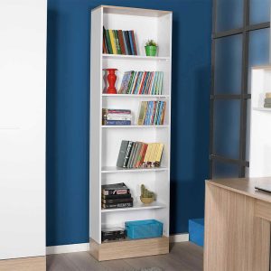 Βιβλιοθήκη μελαμίνης Base  χρώμα oak – λευκό 60x26x197εκ.