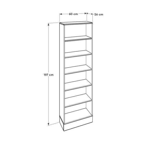 Βιβλιοθήκη μελαμίνης Base  χρώμα oak - λευκό 60x26x197εκ. - Image 3