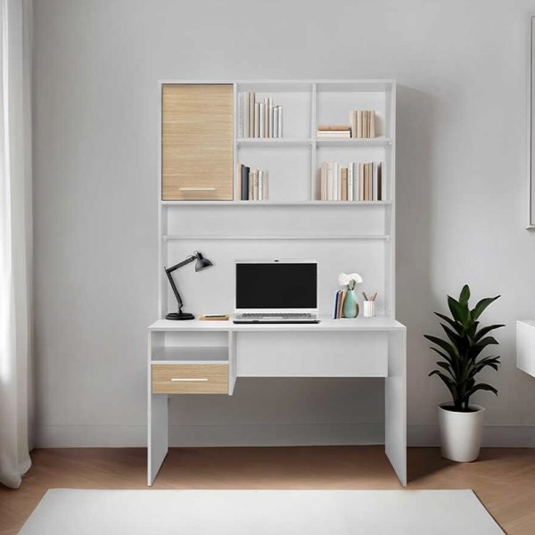 Γραφείο εργασίας London  χρώμα λευκό - oak 120x60x196εκ. - Image 3