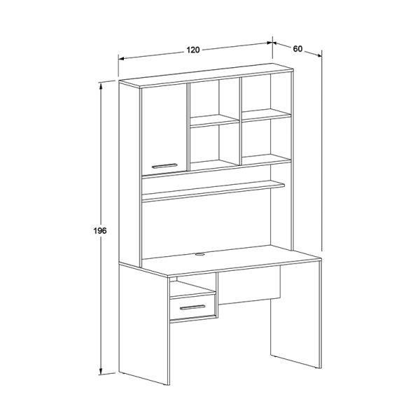 Γραφείο εργασίας London  χρώμα λευκό - oak 120x60x196εκ. - Image 5