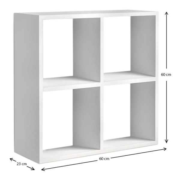 Βιβλιοθήκη Cube  από μελαμίνη χρώμα λευκό 60x23x60εκ. - Image 4