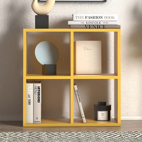 Βιβλιοθήκη Cube  από μελαμίνη χρώμα κίτρινο 60x23x60εκ. - Image 3