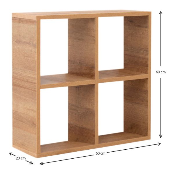 Βιβλιοθήκη Cube  από μελαμίνη χρώμα pine oak 60x23x60εκ. - Image 4