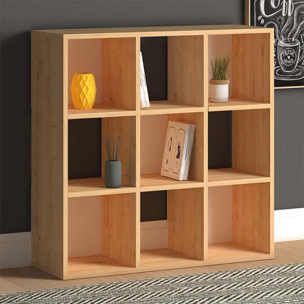 Βιβλιοθήκη Cube  από μελαμίνη χρώμα oak 90x30x90εκ. - Image 2