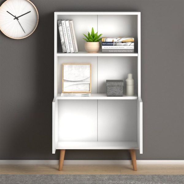 Βιβλιοθήκη μελαμίνης Cube  χρώμα λευκό 60x24x110εκ. - Image 3
