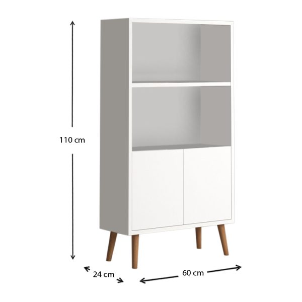 Βιβλιοθήκη μελαμίνης Cube  χρώμα λευκό 60x24x110εκ. - Image 4