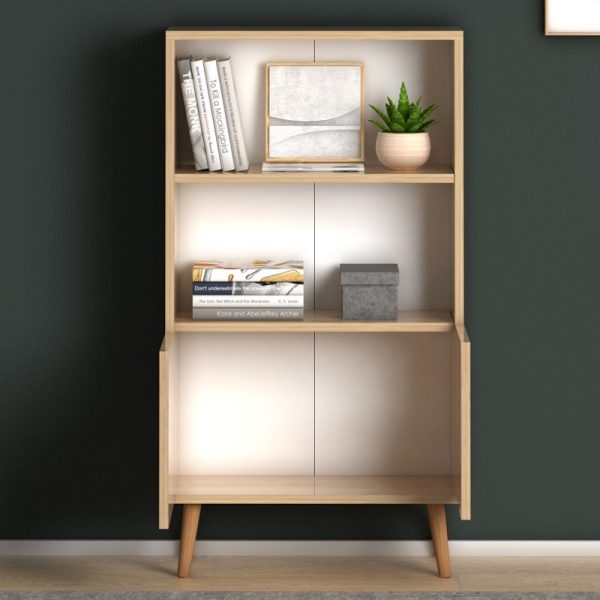 Βιβλιοθήκη μελαμίνης Cube  χρώμα oak 60x24x110εκ. - Image 3