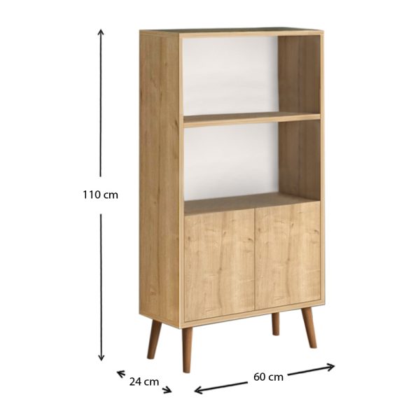 Βιβλιοθήκη μελαμίνης Cube  χρώμα oak 60x24x110εκ. - Image 4