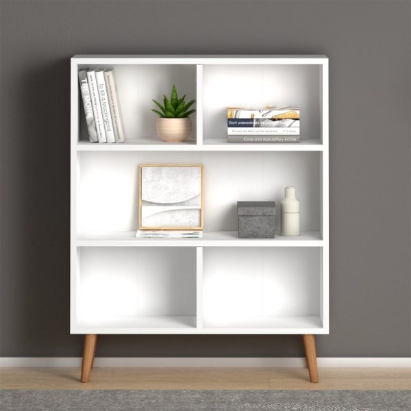 Βιβλιοθήκη μελαμίνης Cube  χρώμα λευκό 80x24x100εκ. - Image 3