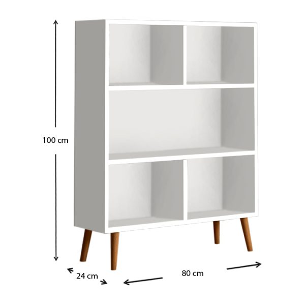Βιβλιοθήκη μελαμίνης Cube  χρώμα λευκό 80x24x100εκ. - Image 4