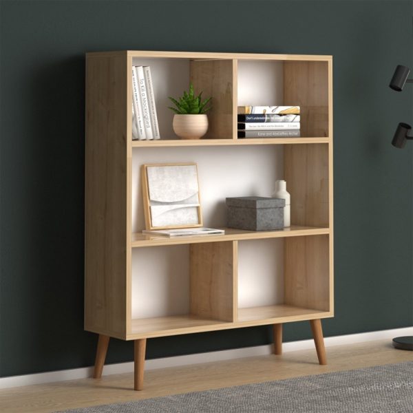 Βιβλιοθήκη μελαμίνης Cube  χρώμα oak 80x24x100εκ. - Image 2