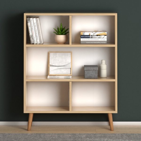 Βιβλιοθήκη μελαμίνης Cube  χρώμα oak 80x24x100εκ. - Image 3