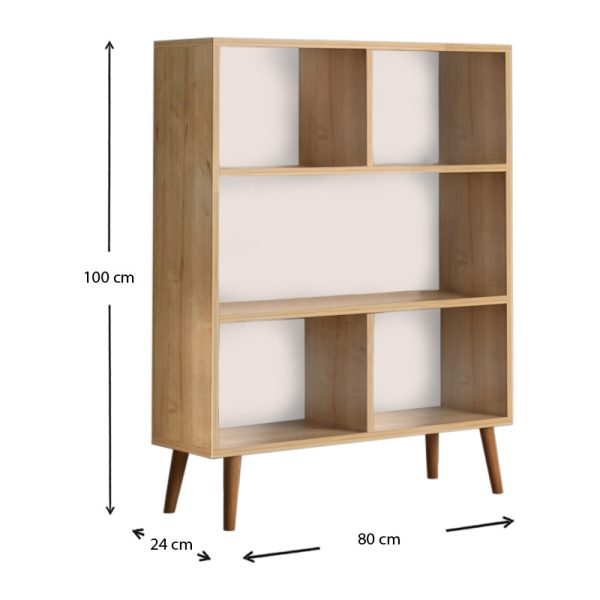 Βιβλιοθήκη μελαμίνης Cube  χρώμα oak 80x24x100εκ. - Image 4