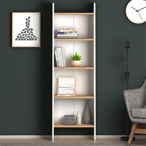 Βιβλιοθήκη μελαμίνης Flora  χρώμα white pine 52x25x158εκ. - Image 3