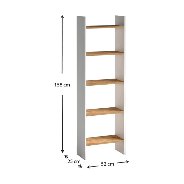 Βιβλιοθήκη μελαμίνης Flora  χρώμα white pine 52x25x158εκ. - Image 5