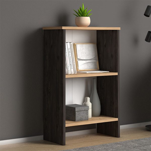 Βιβλιοθήκη μελαμίνης Flora  χρώμα industrial grey - oak 52x25x80εκ. - Image 2