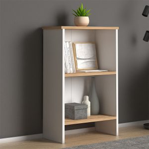 Βιβλιοθήκη μελαμίνης Flora  χρώμα white – oak 52x25x80εκ.