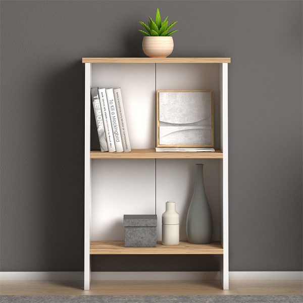 Βιβλιοθήκη μελαμίνης Flora  χρώμα white - oak 52x25x80εκ. - Image 3