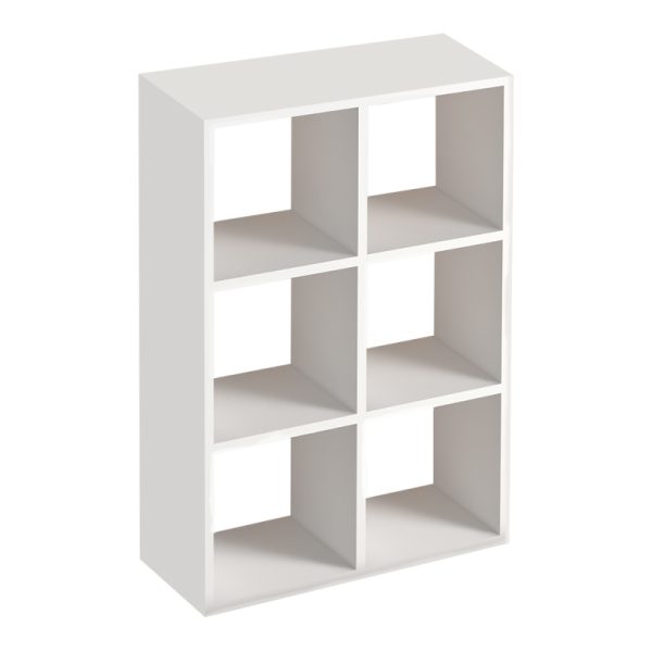 Βιβλιοθήκη Cube  από μελαμίνη χρώμα λευκό 73,5x34x109εκ. - Image 2