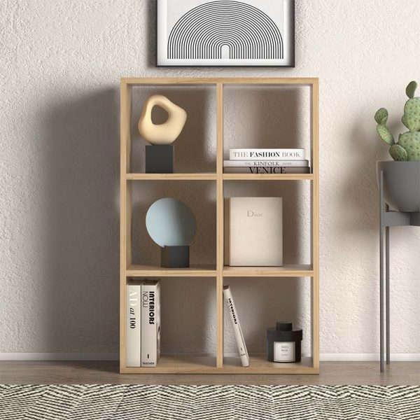 Βιβλιοθήκη Cube  από μελαμίνη χρώμα oak 73,5x34x109εκ. - Image 3