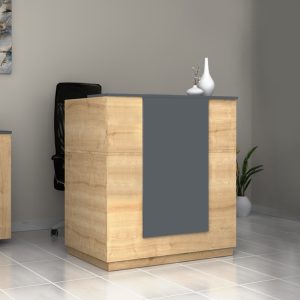 Γραφείο υποδοχής – reception Gemini  χρώμα φυσικό οξιάς – ανθρακί 100x70x110εκ.