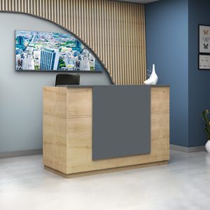 Γραφείο υποδοχής – reception Gemini  χρώμα φυσικό οξιάς – ανθρακί 180x70x110εκ.