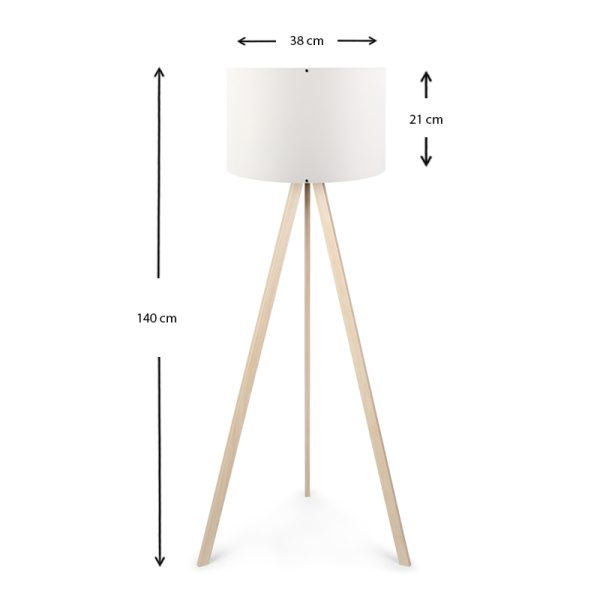 Φωτιστικό δαπέδου Rosling  Mdf/ύφασμα Pvc χρώμα φυσικό/λευκό 38x21x140εκ. - Image 3