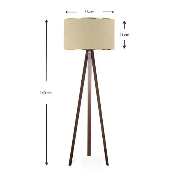Φωτιστικό δαπέδου Rosling  Mdf/ύφασμα Pvc χρώμα καρυδί/μπεζ 38x21x140εκ. - Image 3