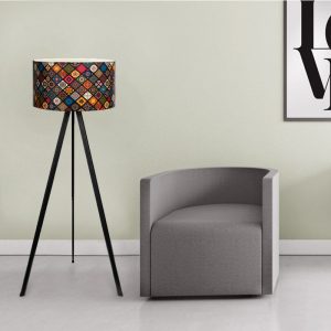 Φωτιστικό δαπέδου Rosling  Mdf/ύφασμα Pvc χρώμα μαύρο/πολύχρωμο 38x21x140εκ.