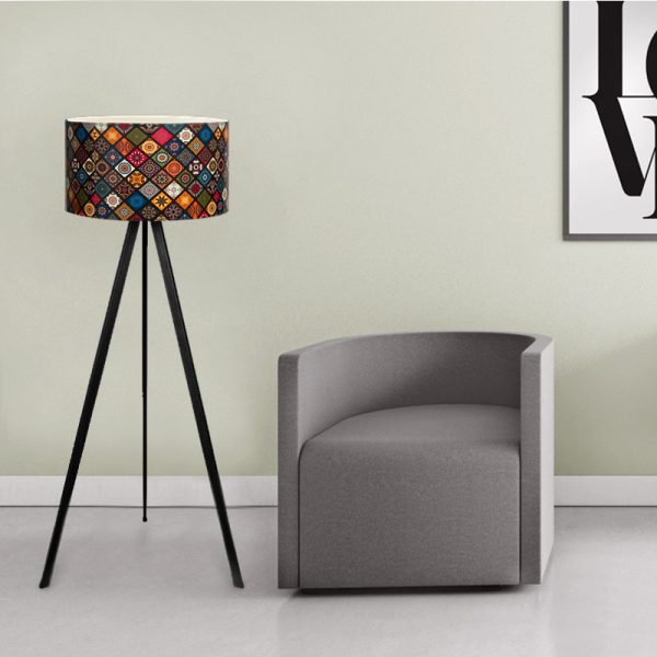Φωτιστικό δαπέδου Rosling  Mdf/ύφασμα Pvc χρώμα μαύρο/πολύχρωμο 38x21x140εκ. - Image 2