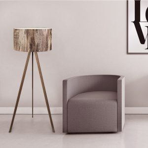 Φωτιστικό δαπέδου Rosling  Mdf/ύφασμα Pvc χρώμα καρυδί/καφέ 38x21x140εκ.