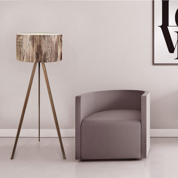 Φωτιστικό δαπέδου Rosling  Mdf/ύφασμα Pvc χρώμα καρυδί/καφέ 38x21x140εκ. - Image 2